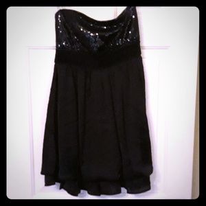 Black strapless dress